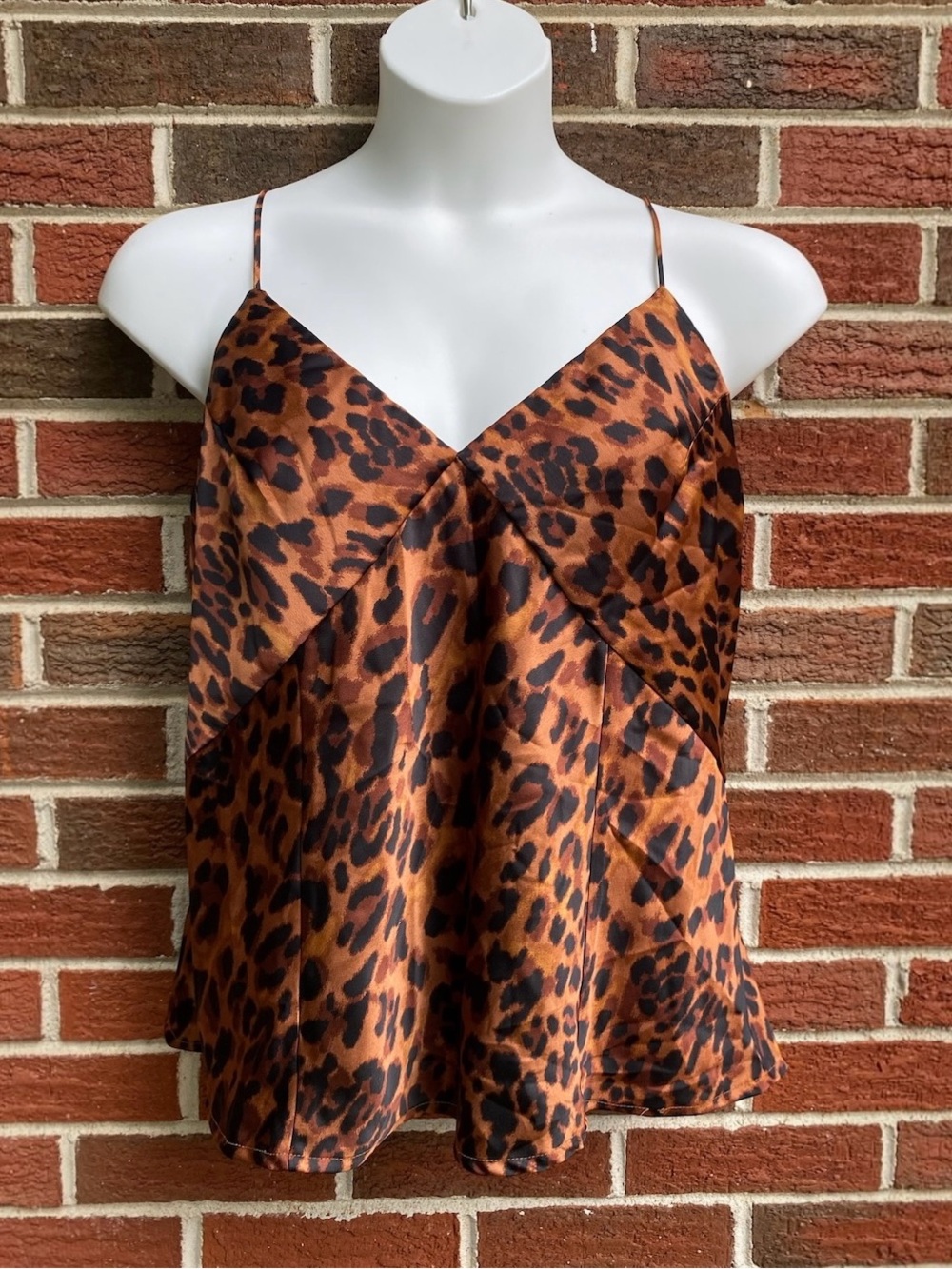 A NEW DAY Camisole Tank Top Leopard Print Satin Tie Back Womens Size XXL NWT